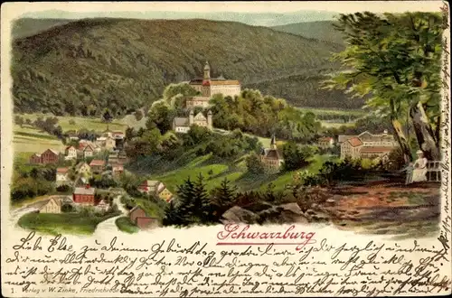 Ak Schwarzburg in Thüringen, schöne Detailansicht