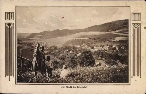 Passepartout Ak Detzeln Waldshut Tiengen am Hochrhein Baden Wüttemberg, Landschaftspanorama