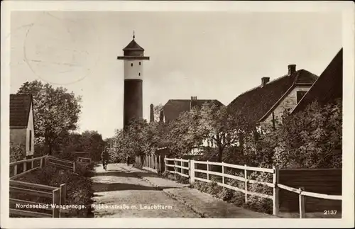 Ak Wangerooge in Friesland, Robbenstraße mit Leuchtturm