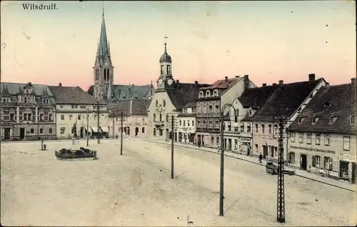 Ak Wilsdruff in Sachsen, Marktplatz, Kirchturm, Kolonialwarengeschäft