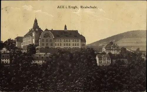 Ak Aue im Erzgebirge Sachsen, Ansicht der Realschule