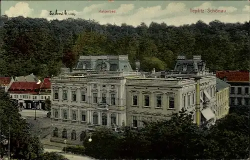 Ak Teplice Teplitz Schönau Reg. Aussig, Kaiserbad aus der Vogelschau