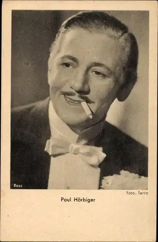 Ak Schauspieler Paul Hörbiger, Portrait, Zigarette, Ross Verlag 