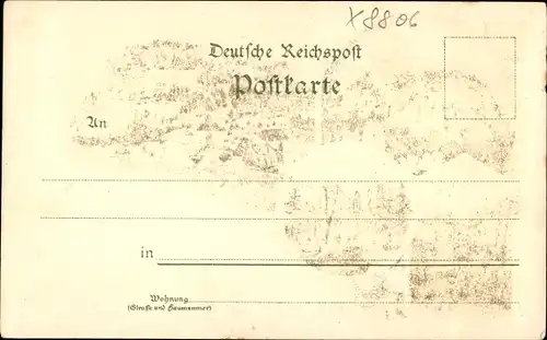 Litho Oybin in Sachsen, Berg, Kirche, Dorf und Ruine, Friedhof, Hausgrund