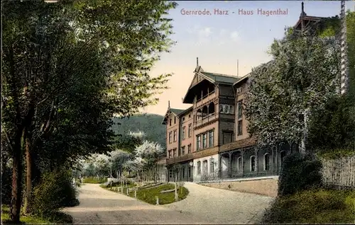 Ak Gernrode Quedlinburg im Harz, Haus Hagenthal, Straßenansicht