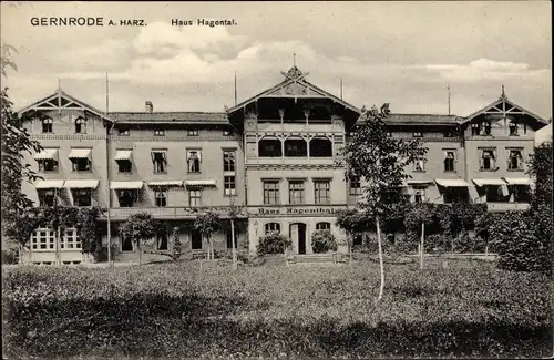 Ak Gernrode Quedlinburg im Harz, Haus Hagental, Gartenansicht