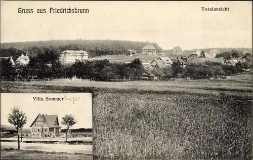 Ak Friedrichsbrunn Thale im Harz, Gesamtansicht des Ortes, Villa Sommer