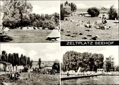 Ak Seehof in Mecklenburg, Zeltplatz, Freibad, Zelte, Schwimmbecken, Rutsche
