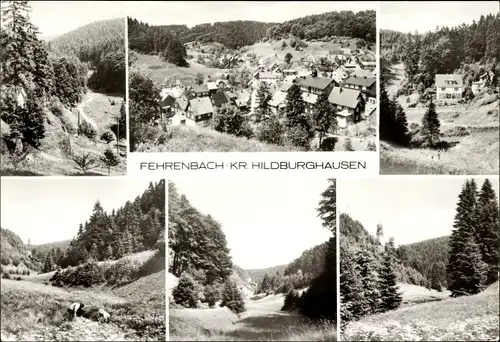 Ak Fehrenbach Masserberg im Thüringer Schiefergebirge, Totalansicht der Ortschaft, Landschaft