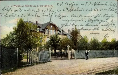 Ak Mehltheuer Rosenbach im Vogtland, Hotel Waldhaus, Außenansicht von der Straße