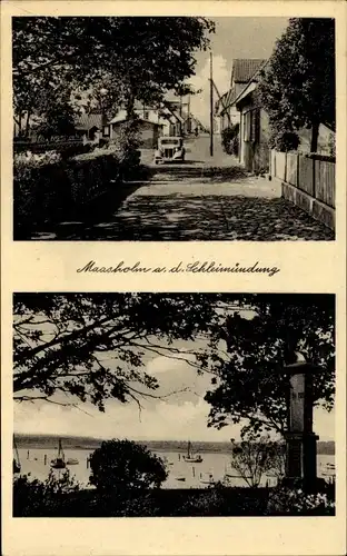 Ak Maasholm in Schleswig Holstein, Schleimündung, Straßenpartie im Ort