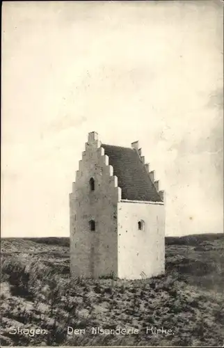 Ak Skagen Frederikshavn Dänemark, Den tilsandede Kirke, Die versandete Kirche St. Laurentius