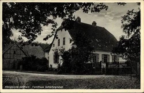 Ak Königerode Harzgerode am Harz, Blick auf das Forsthaus Schiefergraben