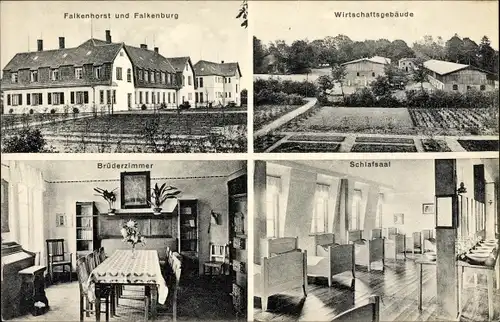 Ak Rickling im Kreis Segeberg, Falkenhorst, Falkenburg, Wirtschaftsgebäude, Brüderzimmer