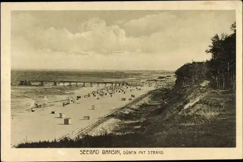 Ak Ostseebad Bansin Heringsdorf auf Usedom, Dünen mit Strand