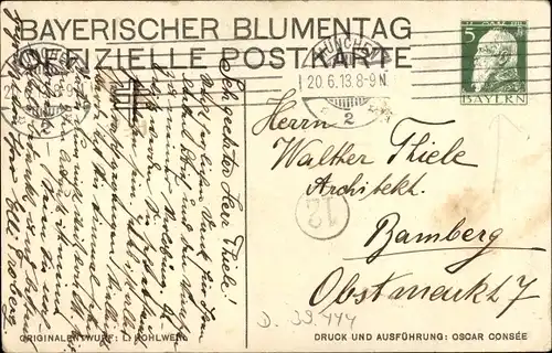 Ganzsachen Künstler Ak Hohlwein, Ludwig, Bayerischer Blumentag