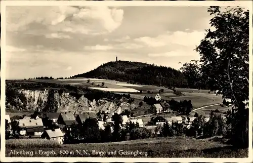 Ak Altenberg im Osterzgebirge, Blick auf den Ort mit Umgebung, Binge und Geisingberg