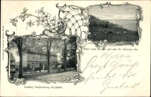 Ak Eutin in Ostholstein, Gasthof Redderkrug, Blick vom Garten auf dem Eutiner See