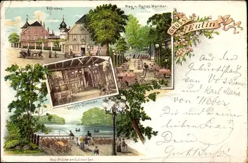 Vorläufer Litho Eutin in Ostholstein, Voss Haus, Brücke am Eutiner See, Luisenzimmer, Wegpartie