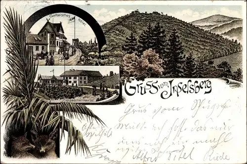 Vorläufer Litho Brotterode Trusetal Thüringen, Gothaisches Hotel, Preußischer Gasthof, Panorama 