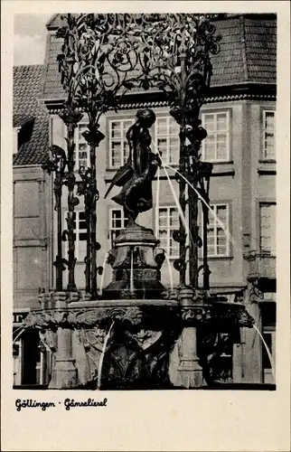 Ak Göttingen in Niedersachsen, Partie am Gänselieselbrunnen