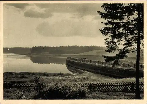 Ak Grünbach im Vogtland Sachsen, Blick auf die Talsperre bei Muldenberg