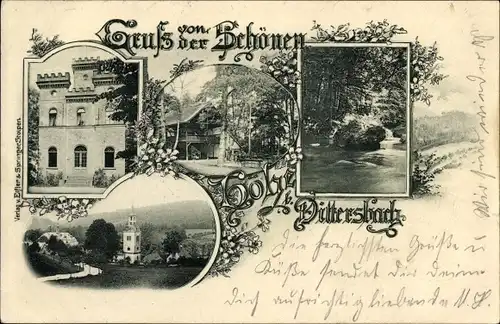 Ak Dürrröhrsdorf Dittersbach Sachsen, Schöne Höhe, Belvedere, Kirche, Flusspartie 