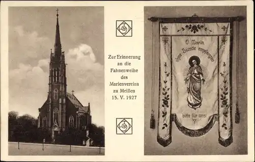 Ak Meißen in Sachsen, Fahnenweihe des Marienvereins 1927