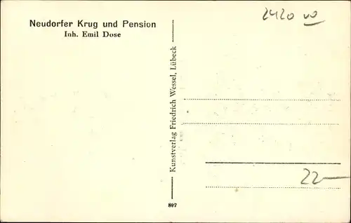 Ak Neudorf Eutin in Ostholstein, Neudorfer Krug und Pension, Inh. Emil Dose, Ehrendenkmal