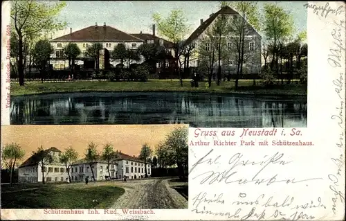 Ak Neustadt in Sachsen, Arthur Richter Park mit Schützenhaus, Inh. Rud. Weissbach