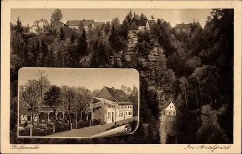 Ak Rathewalde Hohnstein in der Sächsischen Schweiz, Büttner's Restaurant im Amselgrund, Inh. Franz