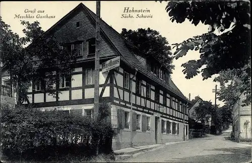 Ak Hohnstein in der Sächsischen Schweiz, Gasthaus, Bes. Otto Meschke