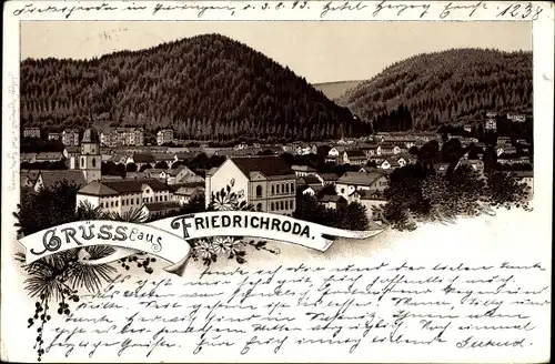 Vorläufer Litho Friedrichroda im Thüringer Wald, Blick auf Stadt und Umgebung