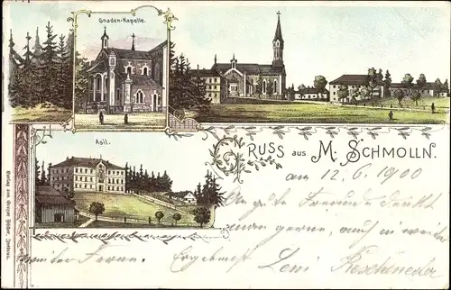 Litho Maria Schmolln in Oberösterreich, Gnadenkapelle, Asyl, Kirche