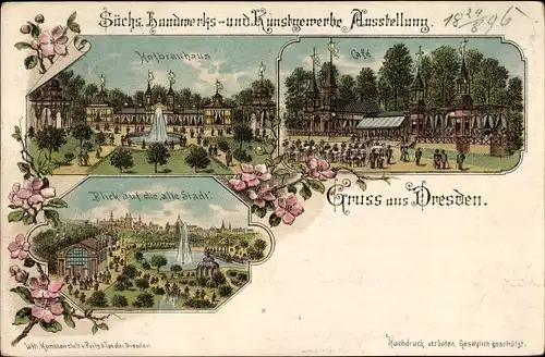 Litho Dresden, Sächs. Handwerks- und Kunstgewerbe- Ausstellung, Hofbrauhaus, Café