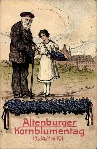 Künstler Litho Altenburg in Thüringen, Kornblumentag 1911