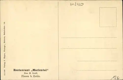 Ak Fissau Eutin in Ostholstein, Restaurant Mariental, Inh. H. Kroll