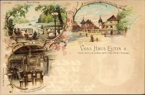 Litho Eutin in Ostholstein, Joh. Heinrich Voss Haus, Luisen Zimmer, Voss Brücke