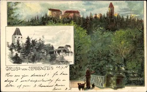 Künstler Litho Rosenberger, Seebenstein in Niederösterreich, Schloss, Jäger im Schlosspark