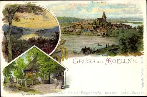 Litho Mölln im Herzogtum Lauenburg, Panorama, Schmaalsee, Herrmannsquelle, Fialas Feigencafe