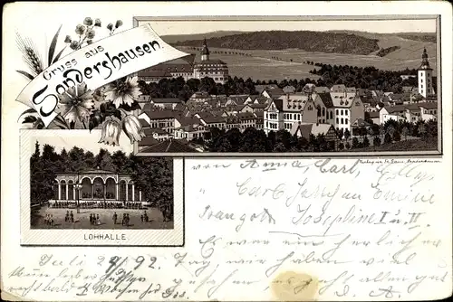 Vorläufer Litho Sondershausen im Kyffhäuserkreis Thüringen, Stadtpanorama, Lohhalle