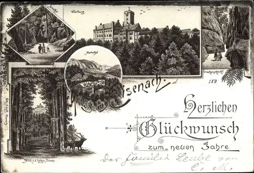 Vorläufer Lutherstadt Eisenach Thüringen, Wartburg, Drachenschlucht, Mariental, Glückwunsch Neujahr