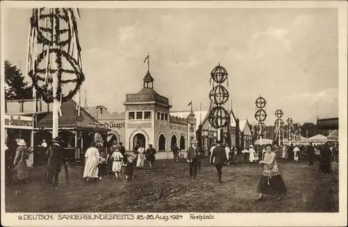 Ak Hannover in Niedersachsen, 9. Dt. Sängerbundesfest 1924, Festplatz, Maibäume