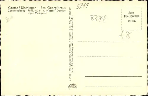 Ak Viechtach im Bayerischen Wald Niederbayern, Gasthof Dischinger, Bes. Georg Kraus