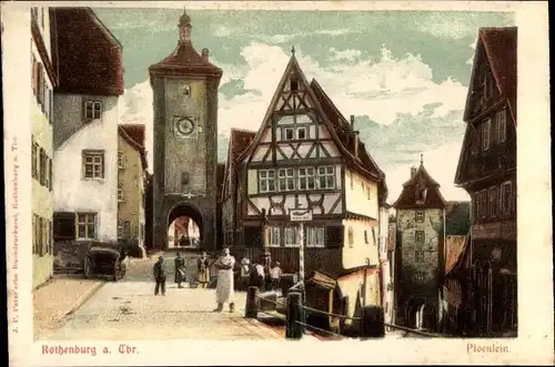 Relief Ak Rothenburg ob der Tauber Mittelfranken, Ploenlein, Tor