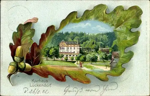 Eichenblatt Litho Lückendorf Oybin in Sachsen, Kurhaus Lückendorf