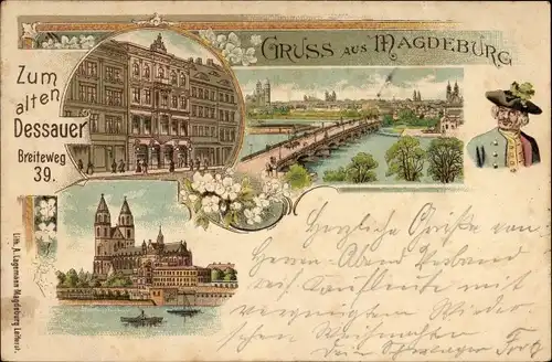 Litho Magdeburg in Sachsen Anhalt, Zum alten Dessauer, Breiteweg 39