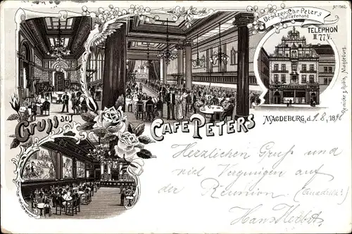 Litho Magdeburg in Sachsen Anhalt, Café Peters, Bes. Chr. Peters