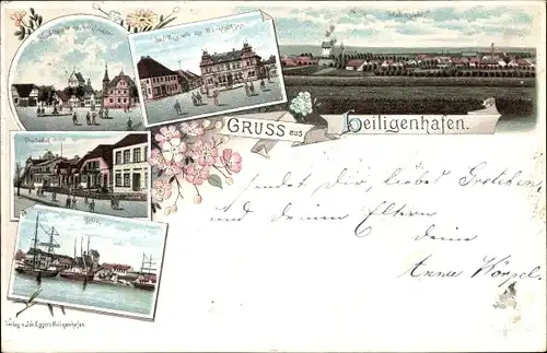 Litho Heiligenhafen in Ostholstein, Hafen, Thulboden, Marktplatz
