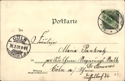 Litho Quakenbrück in Niedersachsen, Gut Vehr, Rathaus, Langestraße, Töchterschule, Gymnasium, Post